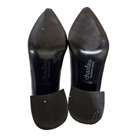 CHARLES BY CHARLES DAVID "Verse" Black Leather Heels Pumps - Size 7 1/2 - Picture 6 of 9